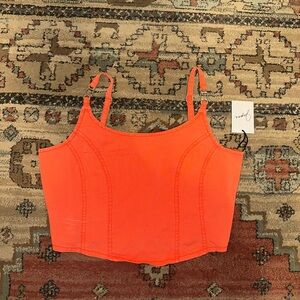 Orange Sleeveless denim top